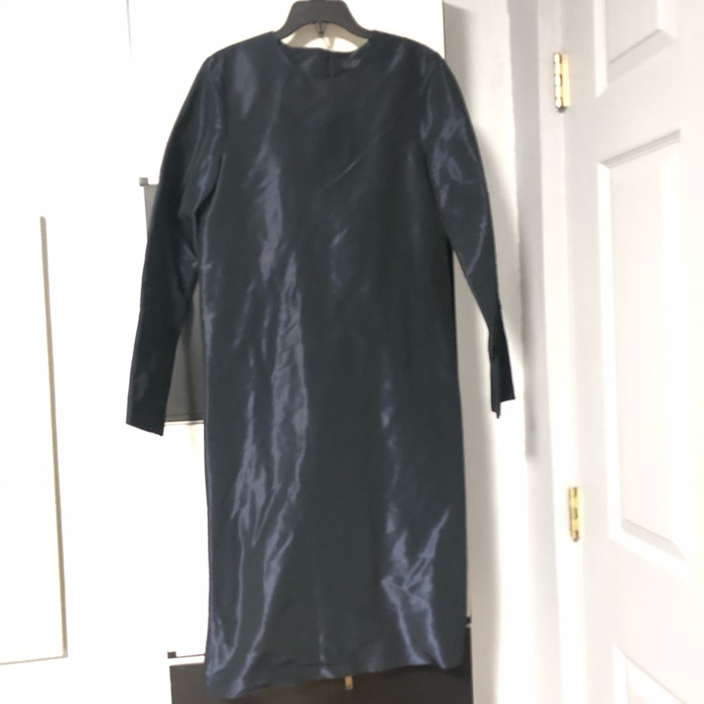 COS Metallic Blue Long Sleeve Midi Dress